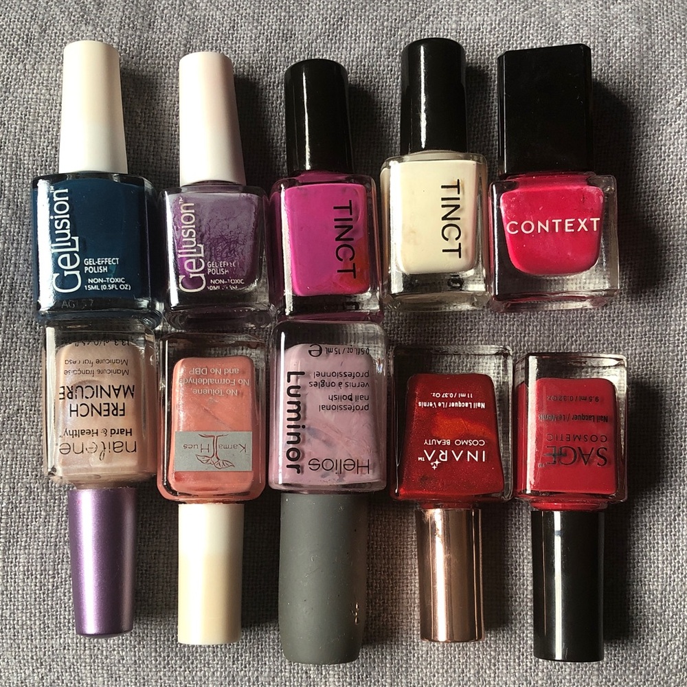 Gel Effect Nail Polish Set - Blue, Purple, Pink